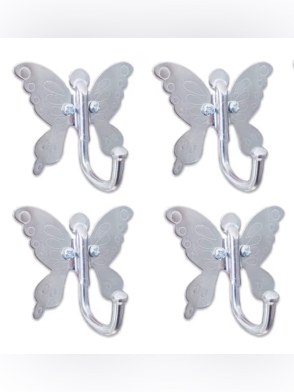 Butterfly Hook Coat Hooks for Door, 4 Pack Stainless Steel - Universal Design